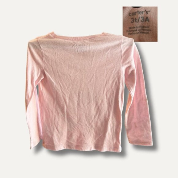 Carter’s Pink Long Sleeve Heart Tee – Size 3T - Picture 2 of 2
